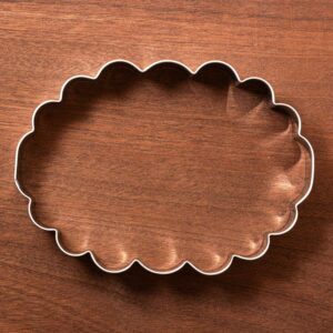 LILIAO Scalloped Edge Plaque Cookie Cutter Frame Sandwich Fondant Biscuit Cutter - 4.8 x 2.9 inches - Stainless Steel - by Janka