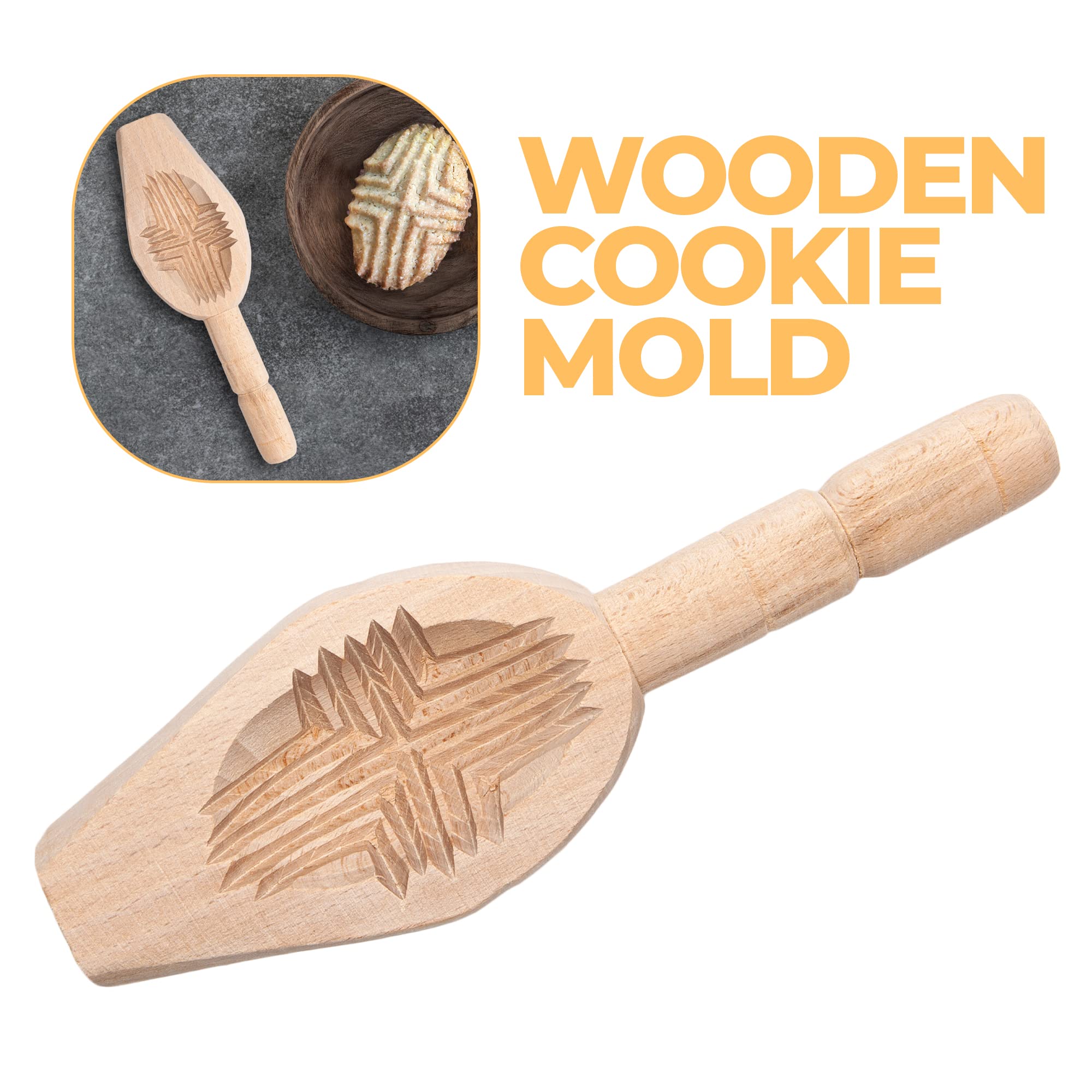 Onart Home - Traditional Handmade Maamoul Molds | Wooden Cookie Molds for Baking | Biscuit Cake Pastry Sweet Cookie Cutter | Mid-Autumn Festival Practical Hand Pressed Cake Mold