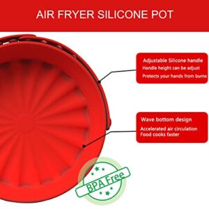 2 Pack Air Fryer Silicone Liners Pot, Reusable Replacement of Flammable Parchment Paper, 8 Inch Non Stick Silicone Bowl for 3 to 5 QT, Foldable Baking Basket for Cooker Accessories,(Round, Blue & Red)