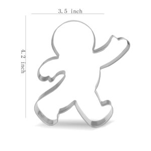 4.2 inch Christmas Waving Gingerbread Man Cookie Cutter - Stainless Steel