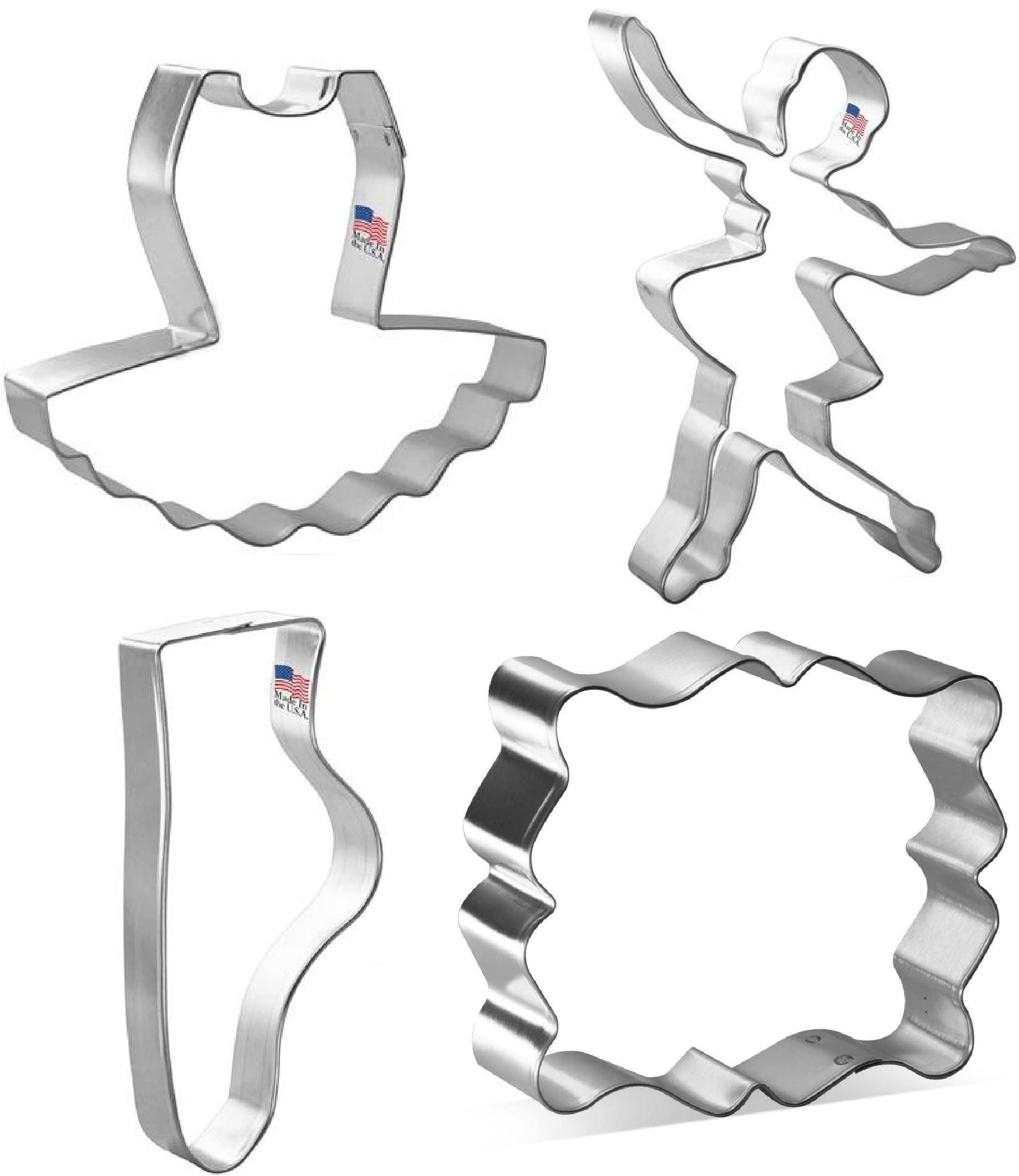 Ballet/Dance Cookie Cutter 4 Piece Set from The Cookie Cutter Shop – Tin Plated Steel Cookie Cutters