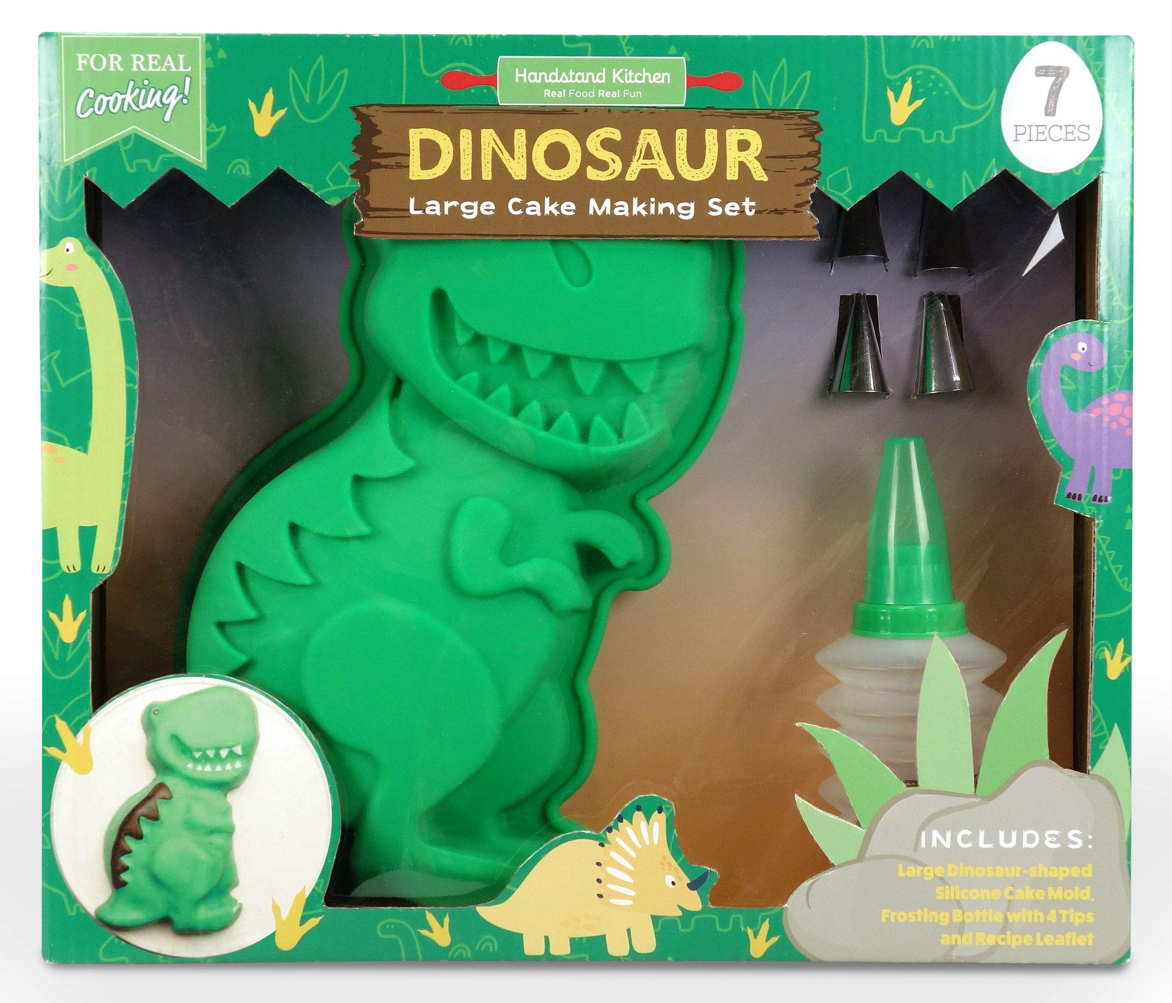 Handstand Kitchen Dinosaur Buddies 7-piece Real Cake Baking Set with Recipes