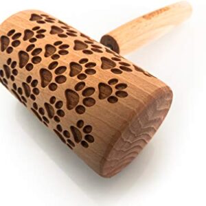 Rolling Pin Embossed With DOG PAWS Pattern For Baking Engraved cookies Size Roller 4 inch