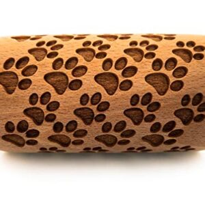 Rolling Pin Embossed With DOG PAWS Pattern For Baking Engraved cookies Size Roller 4 inch