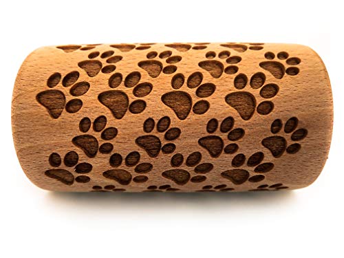 Rolling Pin Embossed With DOG PAWS Pattern For Baking Engraved cookies Size Roller 4 inch