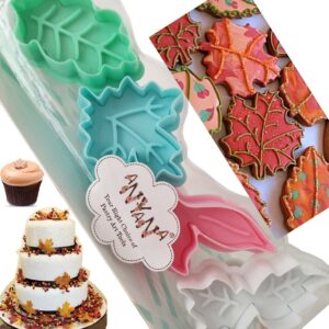 4pcs plunger leaf cookie press cutters biscuit mold cake decorating supplies fondant embosser decoration edible anyana baking stamp christmas fall pie crust decoration