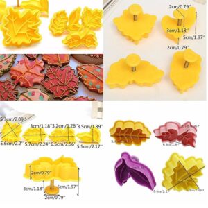 4Pcs Plunger leaf cookie press Cutters biscuit Mold cake decorating supplies Fondant embosser Decoration edible Anyana baking stamp christmas fall pie crust decoration