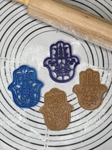 premium quality set of 2 hamsa cookie cutters & molds 4” inch produced by 3d kitchen art