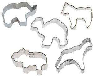 mini circus animal cookie cutter 5 piece set from the cookie cutter shop - mini elephant, hippo, giraffe cookie cutters – tin plated steel cookie cutters