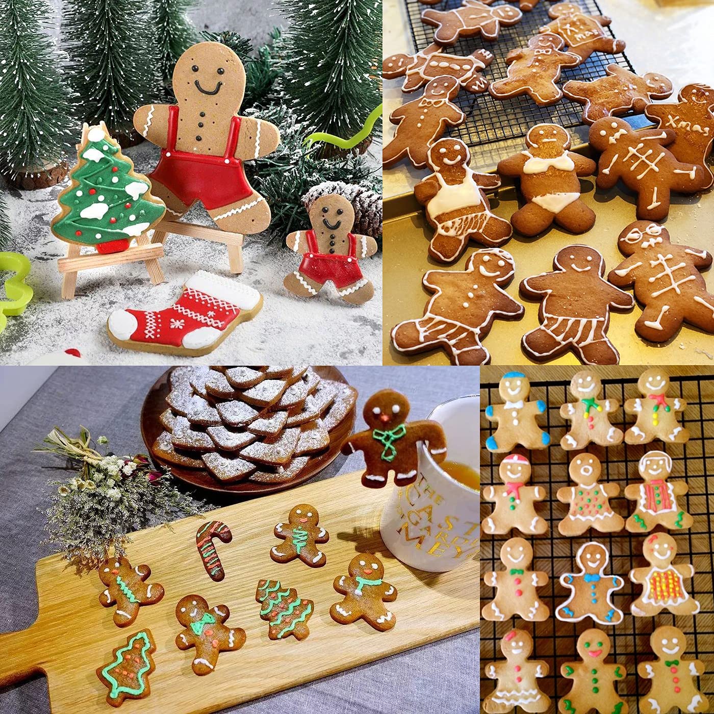 Gingerbread Man Cookie Cutters Set, Christmas Cookie Cutters Shapes, Stainless Steel Christmas Cookie Cutters, Fruit Vegetable Sandwich Cutter, Food Decoration Baking Tools & Accessories