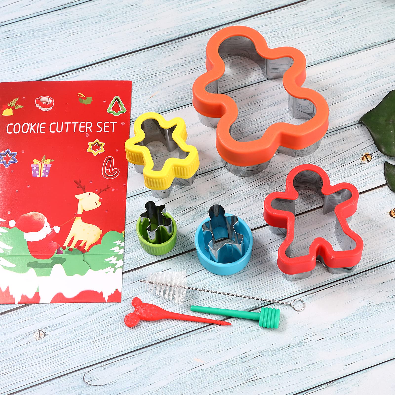 Gingerbread Man Cookie Cutters Set, Christmas Cookie Cutters Shapes, Stainless Steel Christmas Cookie Cutters, Fruit Vegetable Sandwich Cutter, Food Decoration Baking Tools & Accessories