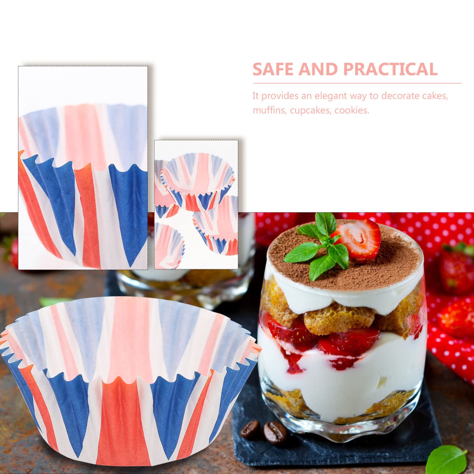 Homoyoyo British Flag 100pcs British Cake Cups Can Dining Table Paper Silicone Round Mold