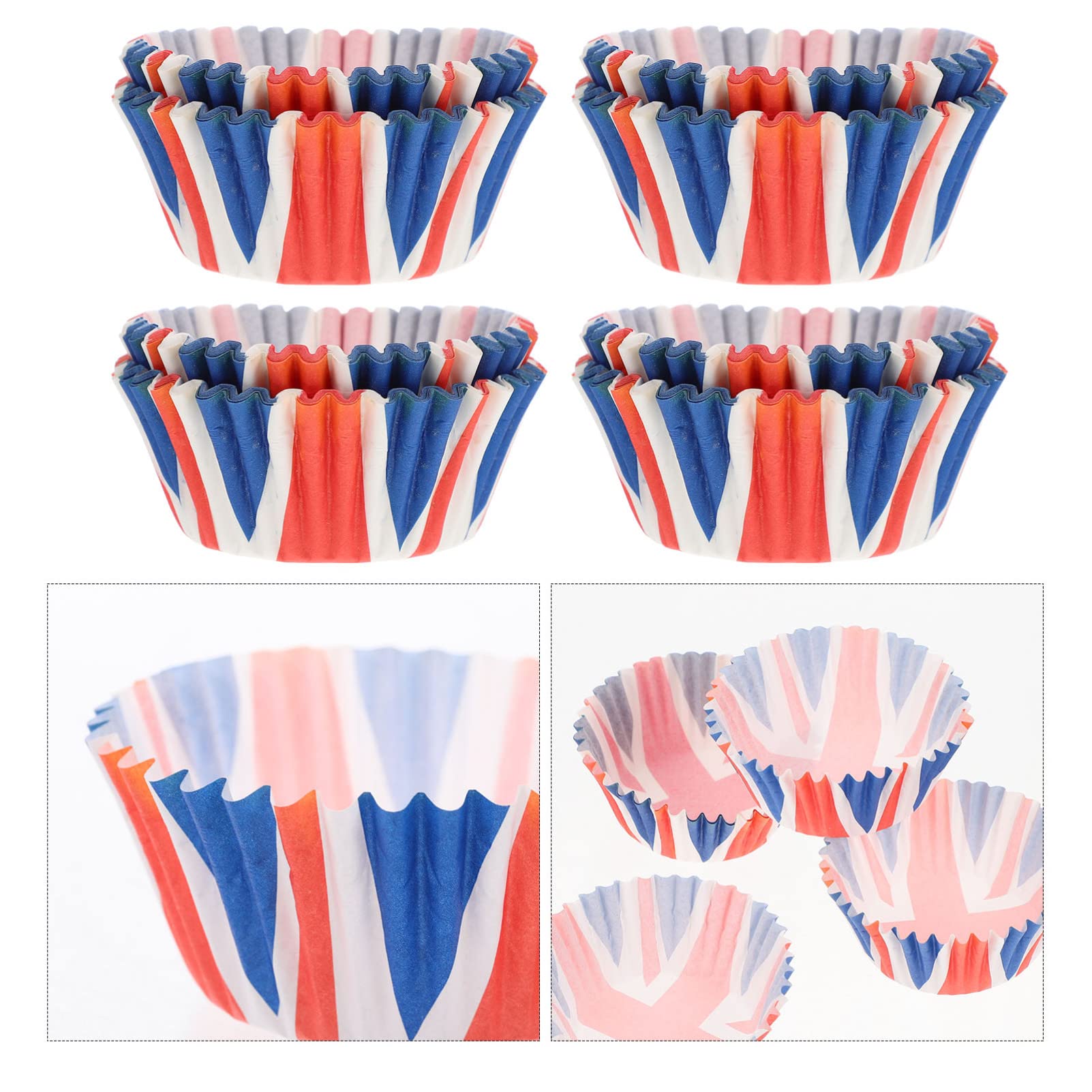 Homoyoyo British Flag 100pcs British Cake Cups Can Dining Table Paper Silicone Round Mold