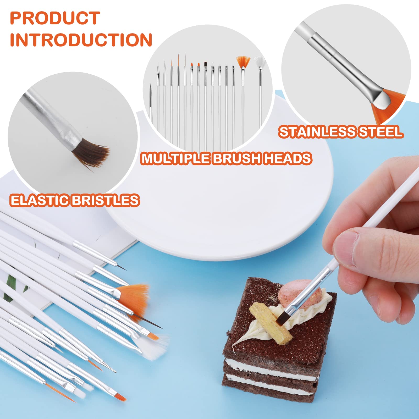 30 Pieces Cake Decorating Brushes Cake Painting Brushes Food Paint Brush Sugar DIY Tools Set Cookie Brushes Set for Cookie Cake Fondant Decoration Supplies