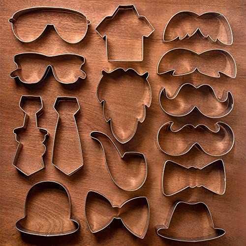 KENIAO Father's Day Cookie Cutter Set, 15 Pcs, Stainless Steel