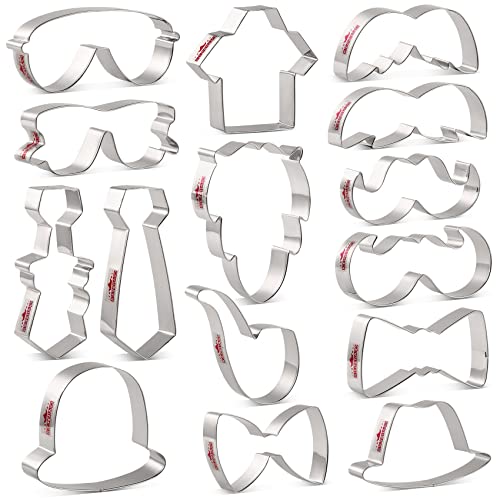 KENIAO Father's Day Cookie Cutter Set, 15 Pcs, Stainless Steel