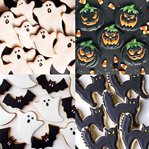 Halloween Cookie Cutters,5 Pcs Halloween Cookie Cutters Set for Baking,Pumpkin Cookie Cutters,Ghost Cookie Cutter,Stainless Steel Skull Cat Bat Shapes Halloween Cookie Cutters for kids