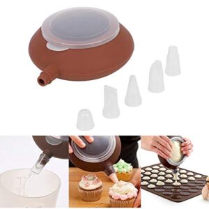 Silicone Macaron Baking, DIY Bakeware Decorating Pastry Cream Cake Tools, Decorating Piping Pot with 5 Nozzles