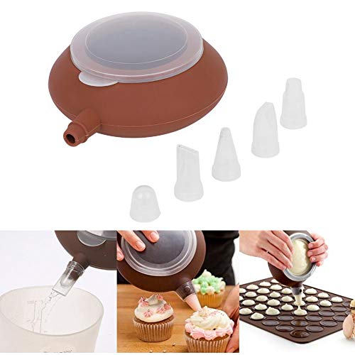 Silicone Macaron Baking, DIY Bakeware Decorating Pastry Cream Cake Tools, Decorating Piping Pot with 5 Nozzles