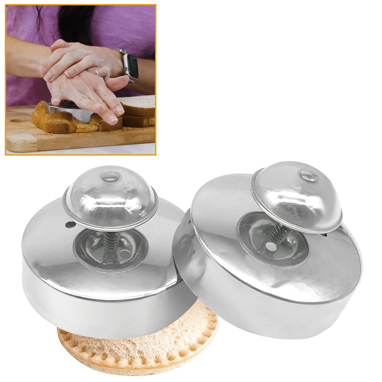 KAYCROWN Sandwich Cutter and Sealer, Uncrustables Sandwich Maker for Kids, Bread Sandwich Decruster,Stainless Steel Pancake Maker DIY Cookie Cutter for Boys & Girls Lunch and Bento Box, Pack of 2