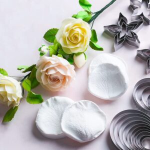 23 Pieces Rose Petal Leaf Veiner Cutter Mold Stainless Steel Cookie Cutter Molds Rose Flower Fondant Mould for Wedding,Birthday Cake Decorating Kitchen Tool