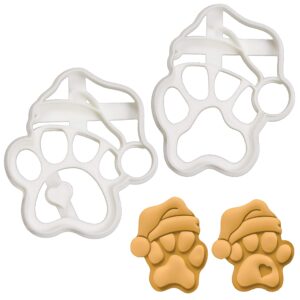 set of 2 santa paw cookie cutters (designs: cute and realistic), 2 pieces - bakerlogy