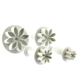 4 PC Set Daisy Flower Impression Plunger Pop-out Cutters - Fondant/Gumpaste Pop-out Plunger Tools from Bakell