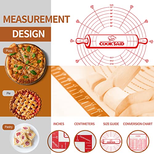 Large Silicone Pastry Mat, 20" X 28" Non-Stick Silicone Baking Mat with Measurements,Cook's Aid Dough Rolling Mat,Baking Mat Sheet for Oven Liner,Counter Mat, Fondant/Pie Crust Mat