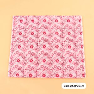 Cyodoos 150 Sheets Wax Paper Greaseproof Waterproof Wrapping Tissue Food Picnic Paper Dry Hamburger Paper Liners For Food Basket Liner (Candy Flower Pattern）