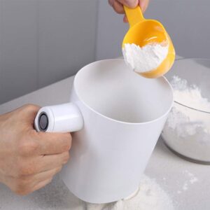 shanshan flour sifter electric sieve cooking stainless steel mesh shaker kitchen cakes sugar handheld cup shape baking tool battery operated strainer pastry