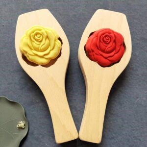 BYNNIX Mooncake Mold, Wooden Moon Cake Mold 3D Flower Pastry Baking Tool for Making Mung Bean Ice Skin