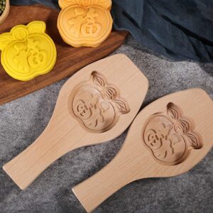 BYNNIX Mooncake Mold, Wooden Moon Cake Mold 3D Flower Pastry Baking Tool for Making Mung Bean Ice Skin