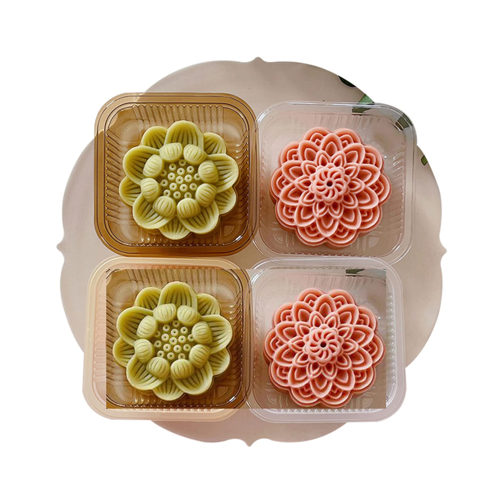 Moon Cake Mold Chinese Mid-Autumn Festival Cookie Stamp Set, Cute Flower Shape Pastry Moulds Mooncake Molds Mooncake Mould Baking Gadget