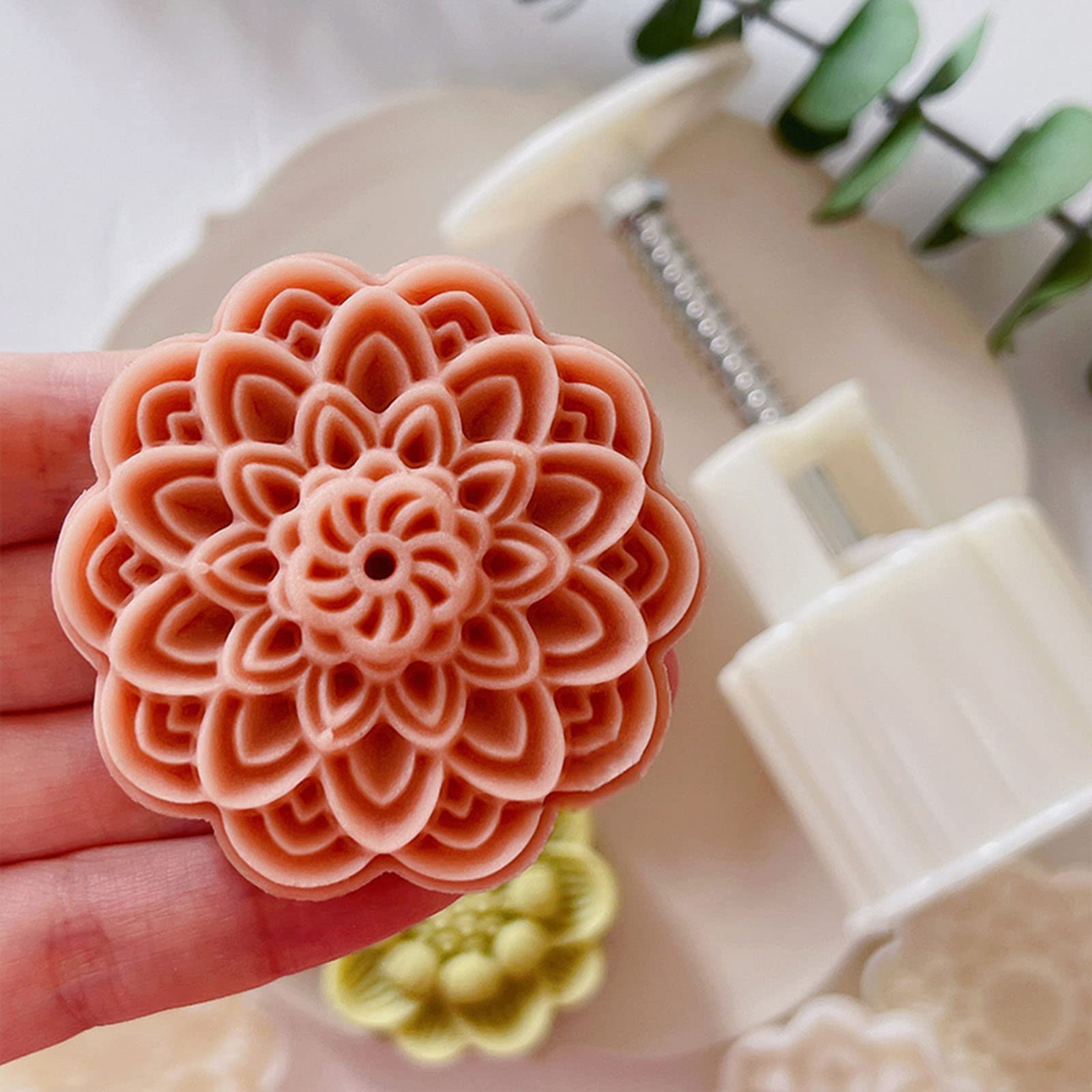 Moon Cake Mold Chinese Mid-Autumn Festival Cookie Stamp Set, Cute Flower Shape Pastry Moulds Mooncake Molds Mooncake Mould Baking Gadget