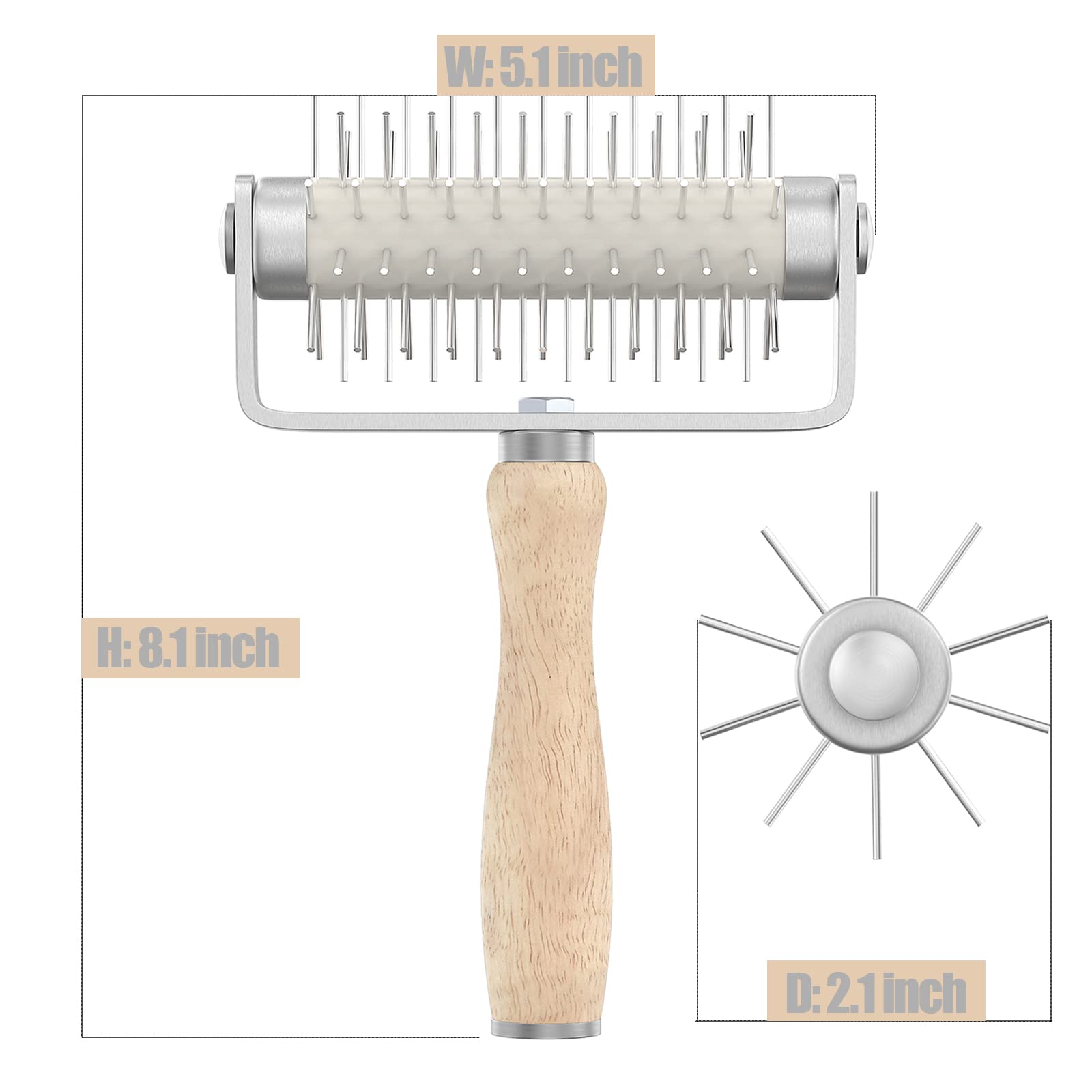 Pizza Dough Docker and Pastry Roller with Stainless Steel Spikes - Prevents Dough from Blistering - Commercial-Grade Pizza Making Tool