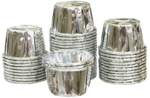 silver foil mini candy nut cups - mini baking liners - silver 50 pack