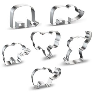 elephant cookie cutter set with elephant face, cute elephants animal shapes - stainless steel baby shower cake mold fondant decorating tools diy mold for sugar craft baking mould kids birthday party