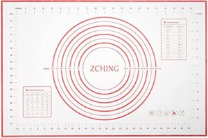 zching silicone pastry measurement not-slip rolling dough mats for baking (red), 24“l x 16“w