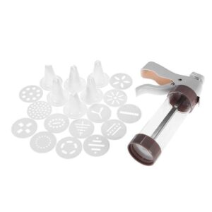 cookie press gun kit good grips cookie press storage case baking tool with 13 disc shapes cookies maker set and 6 icing tips for diy biscuit maker and cake decoration, clear