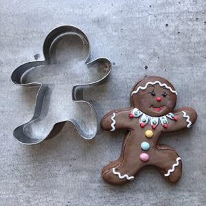 LILIAO Gingerbread Man Cookie Cutter Set Winter Christmas - 3 Piece - Gingerbread Girl, Running Gingerbread Man and Extra Large Waving Gingerbread Man Biscuit Cutters - Stainless Steel