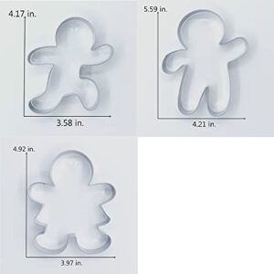 LILIAO Gingerbread Man Cookie Cutter Set Winter Christmas - 3 Piece - Gingerbread Girl, Running Gingerbread Man and Extra Large Waving Gingerbread Man Biscuit Cutters - Stainless Steel