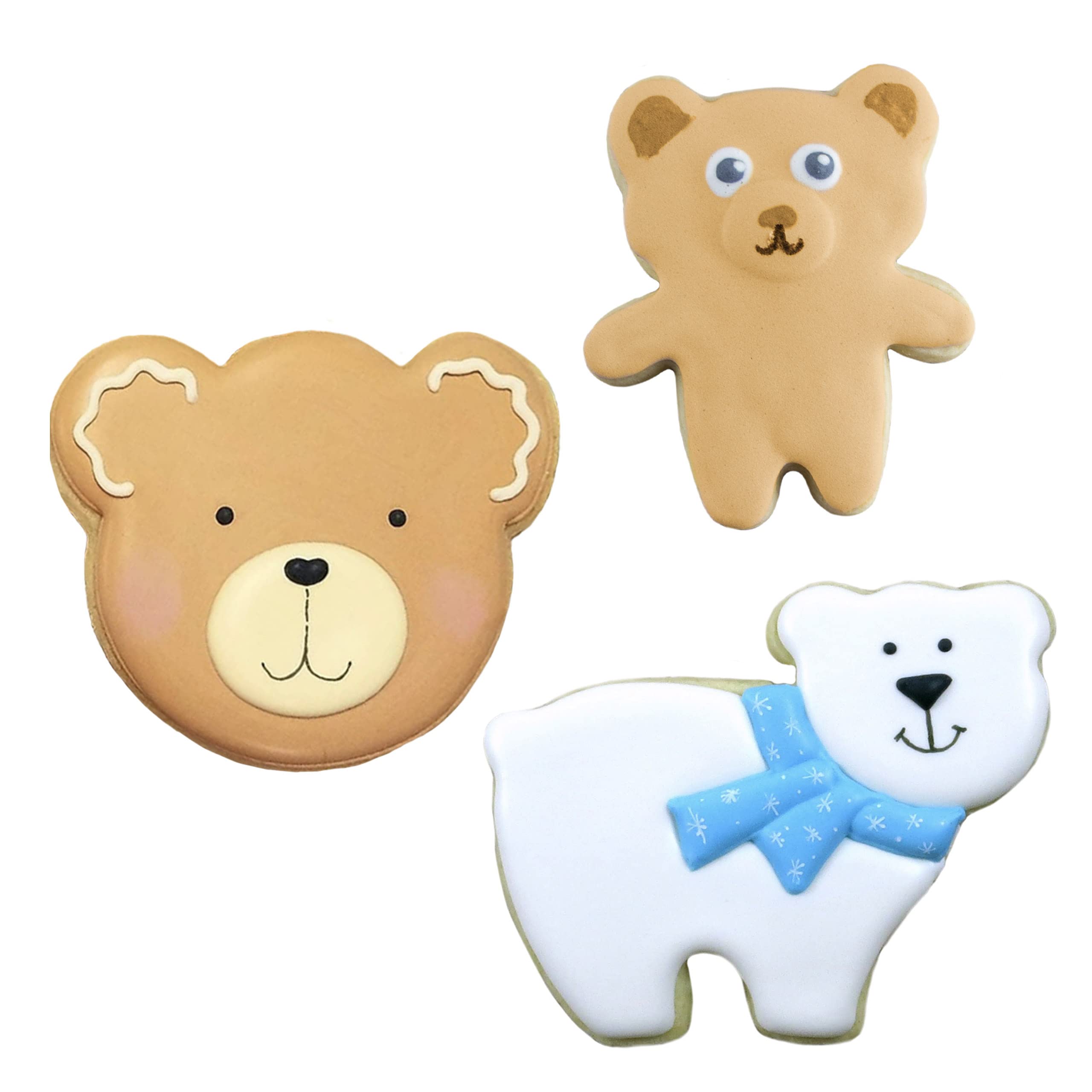 Bear Cookie Cutters 3-Pc. Set, Made in the USA by Ann Clark, Tiny Bear, Bear Face, Cute Bear