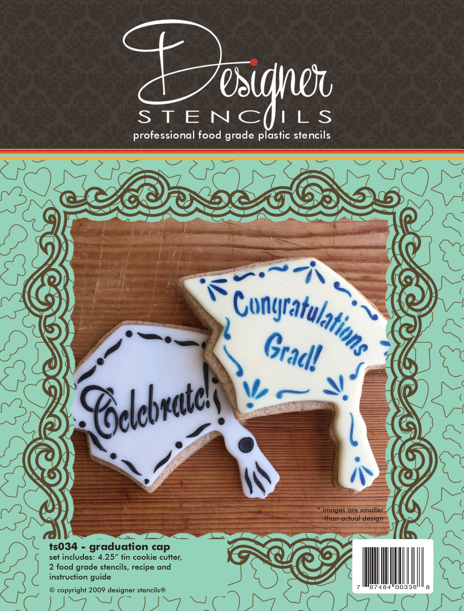 Graduation Cap Cookie Cutter and Stencil Set | Graduation Party Decorations, Baking Stencils for Royal Icing Cookies, Craft Painting Stencil, Cookie Cake Stencil | TS034 by Designer Stencils