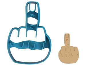 detailed middle finger cookie cutter - funny offensive inappropriate flipping the bird (0008)