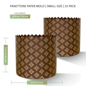 Forms for Easter Bread Paper Mold - 3.5 oz Elegant Mini Panettone Paper Mold - Small Round Kulich Mold - Oven Freezer Safe Easter Bread Molds for Baking - Disposable Panettone Baking Cups Set of 25