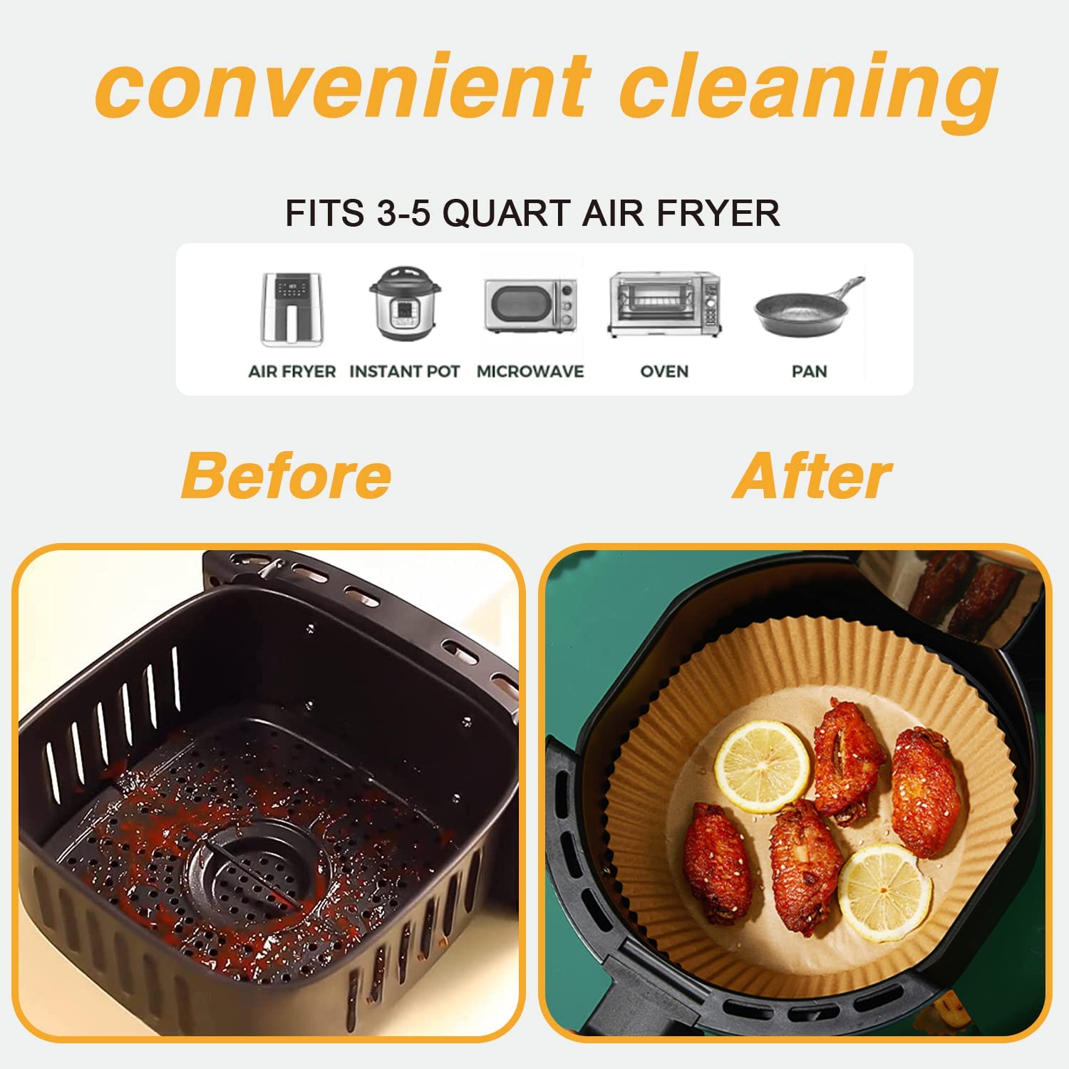 Air Fryer Paper Disposable Liner Parchment Liners Waterproof Oil-Proof Non-Stick Airfryer Baking Paper Microwave Oven