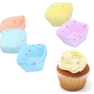 20PCS Silicone Baking Cups, Reusable Square Cupcake Molds Non-stick Muffin Liners for Party Halloween Christmas Muffin Cake Mold Cupcake Baking Molds for Making Muffin Chocolate Bread, Multicolor