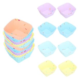 20PCS Silicone Baking Cups, Reusable Square Cupcake Molds Non-stick Muffin Liners for Party Halloween Christmas Muffin Cake Mold Cupcake Baking Molds for Making Muffin Chocolate Bread, Multicolor