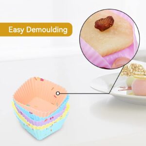 20PCS Silicone Baking Cups, Reusable Square Cupcake Molds Non-stick Muffin Liners for Party Halloween Christmas Muffin Cake Mold Cupcake Baking Molds for Making Muffin Chocolate Bread, Multicolor