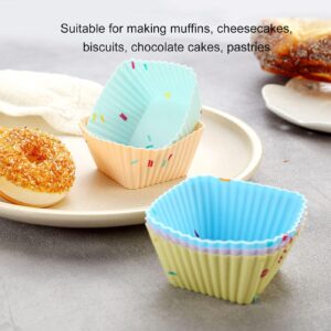 20PCS Silicone Baking Cups, Reusable Square Cupcake Molds Non-stick Muffin Liners for Party Halloween Christmas Muffin Cake Mold Cupcake Baking Molds for Making Muffin Chocolate Bread, Multicolor